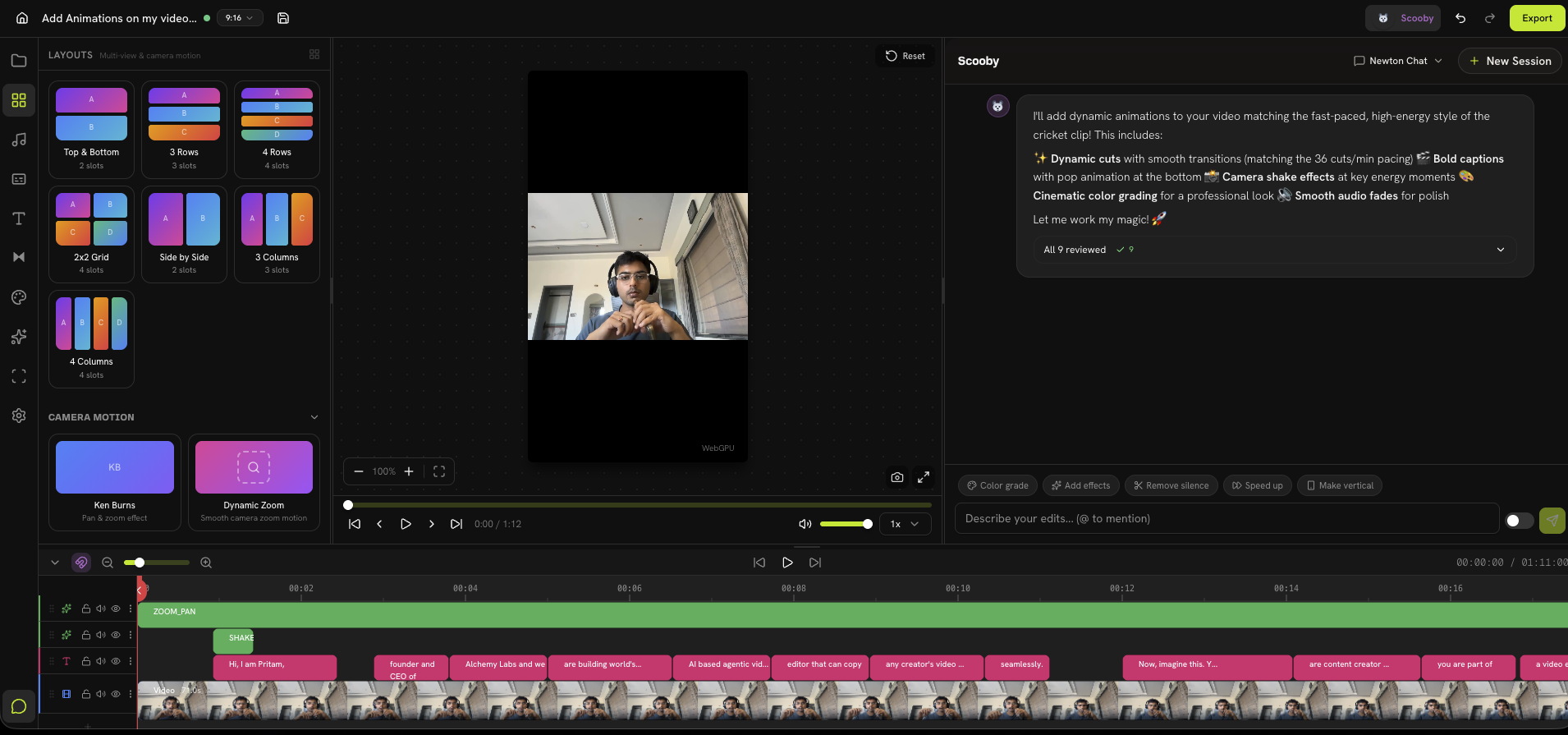 Refine the AI-edited video and export the final version
